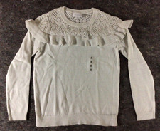 Children's Place Girls Size 16 White Sparkle Thread Ruffle Long Sleeve Sweater