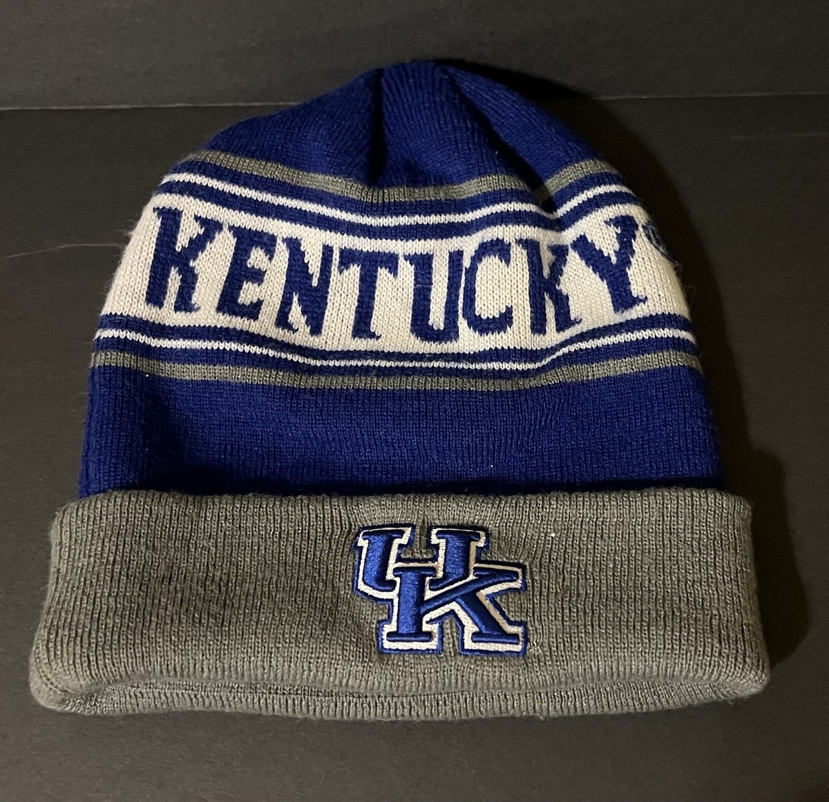 Kentucky Wildcats Beanie Blue White Grey Cap Hat UK Top of the