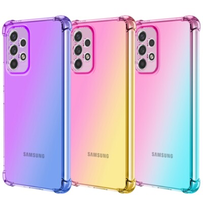 For Samsung A15 A35 A55 A05S A54 A14 A25 Aurora Gradient Shockproof Clear Case