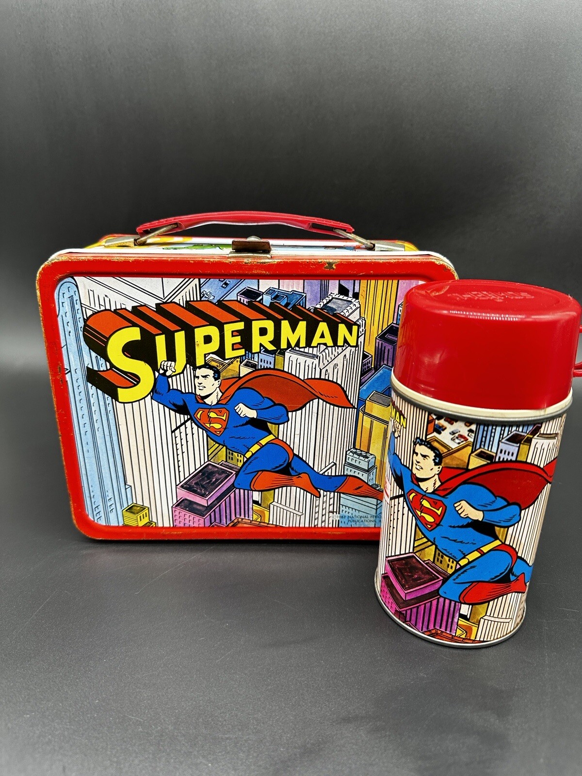 RARE! Superman Lunch Box w/ Thermos © 1967, King Seeley Thermos Near