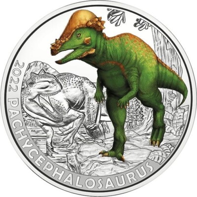 2022 Austria 3 Euro Pachycephalosaurus Glow in the Dark Dinosaur Coin Supersaurs