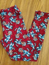 Lularoe OS NWOT Halloween Leggings Blue Werewolves On A Red Background