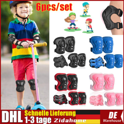 DE 6tlg Schonerset Kinder Protektoren Skate Inliner Schutzausrüstung Knieschoner