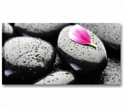 Zen Blütenblatt GEMÄLDE 90x45 LEINWANDBILD BILDER EINRICHTUNG HAUS SPA WELLNESS SCHWARZE STEINE