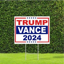Trump Vance 2024 Election Political Yard Sign with Metal H Stake