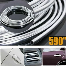 49FT 15M Chrome Car Door Edge Scratch Guard Molding Trim Protectors Strip Silver