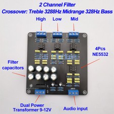 Dual-channel 2.0 Stereo High/Mid/Bass 3-way Speaker Electronic Crossover filter