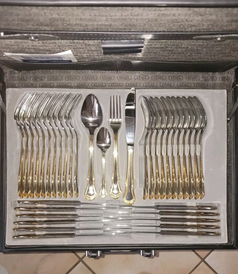 Bestecke Ebel Collection ISABELLA Edelstahl 12 P. 72 tlg. Hart/teilvergoldet NEU - Bild 2 von 4