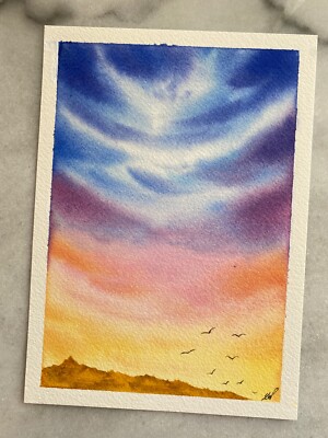 Traumhimmel | Original Handgemalt | Aquarell Gemälde | Landschaft | A5