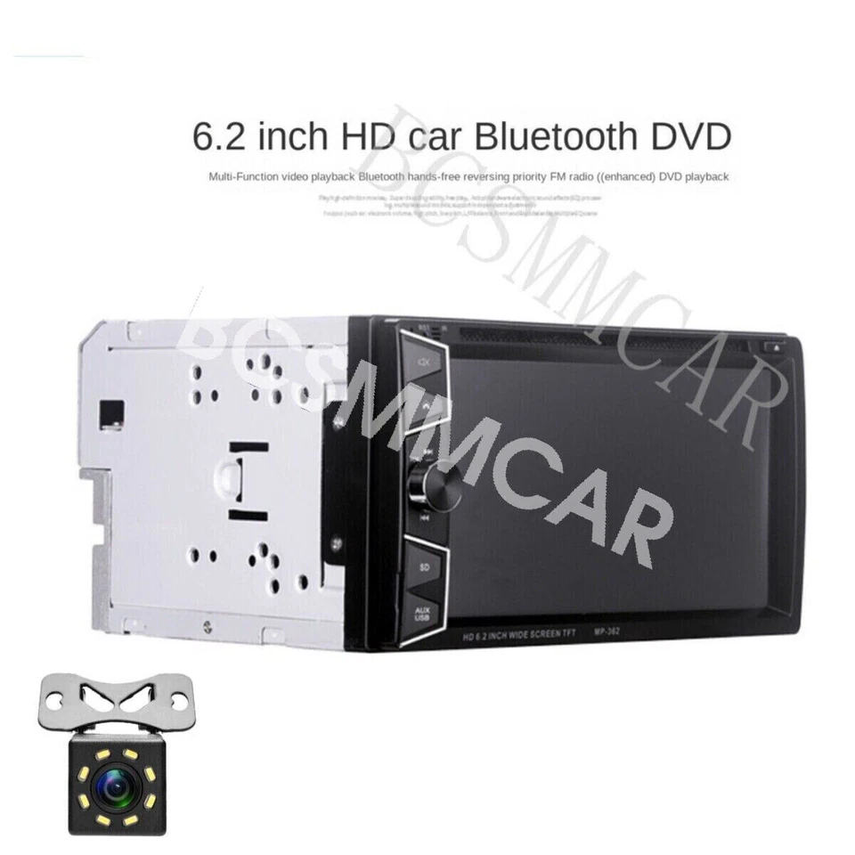 6.2in Car Stereo DVD CD MP5 Player Double Din Radio Bluetooth FM SD With Camera - Изображение 3 из 4