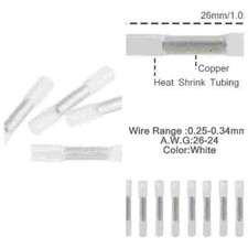 200Pcs White Heat Shrink Butt Wire Connectors Crimp Terminals AWG 26-24 Gauge US