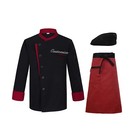 Personalized Chef Jacket Chef Coat Apron Hat Set Kitchen Work Uniform Unisex