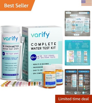 Complete 17 Parameters Water  Kit: Easy-Use Strips & Bacteria Detecting Kits