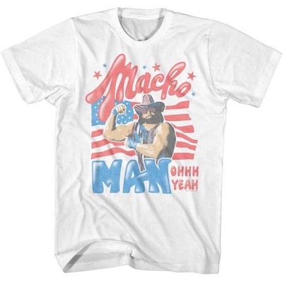 Macho Man - Stars Und Streifen - American Classics - Weiß Front Aufdruck Adult