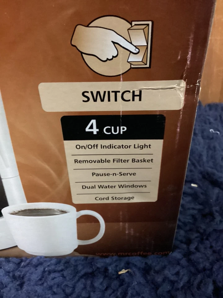 Mr. Coffee 4-Cup Coffee Maker White DR4 Simple Drip Brew w/ Glass Carafe New - Image 3 of 4