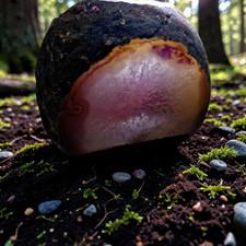 Achat-Geode-Teelichthalter: Quarz Heilstein Mineralien Calcit Amethyst Druse 72