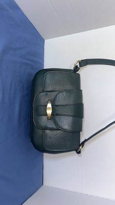 Time And Tru Dark Green Shoulder Bag Textured Accent Gold Hardware Geometric