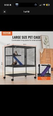 VEVOR 36'' Rolling Metal Ferret Cage, Large 2-Tier Critter Nation See Description
