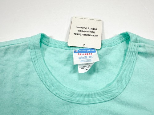 Champion Shirt Gr. 2XL bestickt Grafik Logo Schriftzug Aqua Blau NEU Neu mit Etikett - Bild 3 von 6