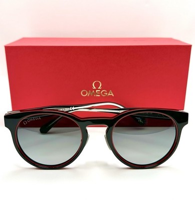Omega Sunglasses OM0020-H 01D Black/Red Polarized Round 