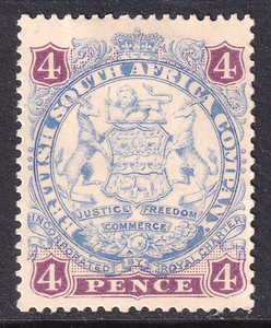 Rhodesia 1896 fine unused British South Africa Company die I fourpence value