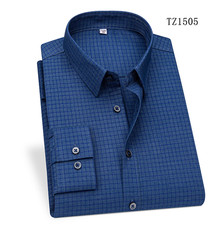 Mens Elastic Shirts Formal Business Long Sleeves Plaids Bamboo Dress Shirts Tops