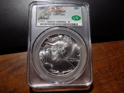 1988 American Silver Eagle - CAC MS69 - Signed by Ron Drzewucki