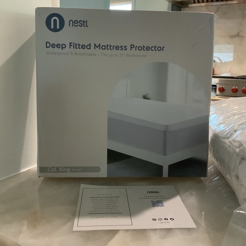 Nestl Deep Pocket Cotton Terry Hypoallergenic Waterproof Mattress Protector, CK