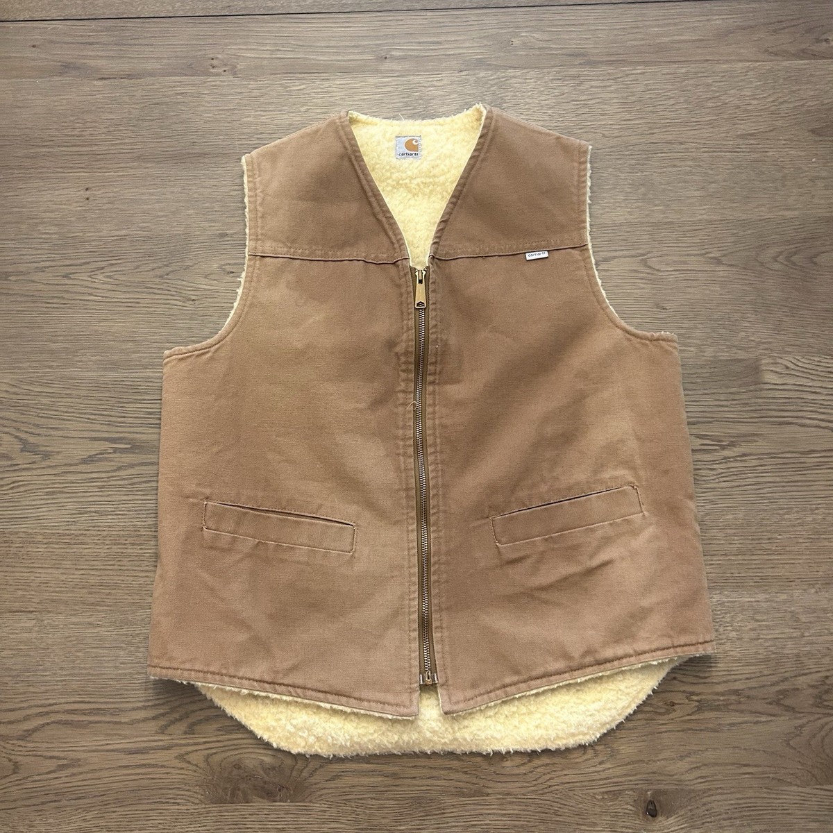 トップス mooo00s' Carhartt duck vest vintage Vintage Carhartt 6SV Duck Vest Sherpa Lined Large Distressed Made