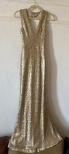 Dress the Population Karina Plunge Mermaid Gown Gold