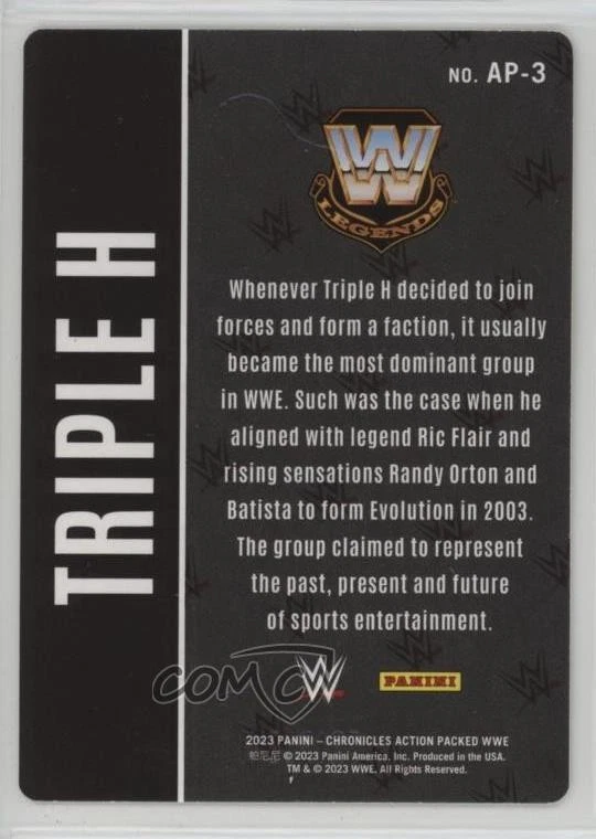 2023 Panini Chronicles WWE Action Packed Triple H #AP-3 - Image 2 of 2