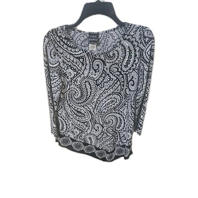 Women's Coco Bianco Black & WHITE PAISLEY Size S