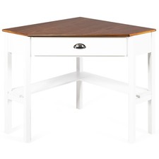 Topbuy Corner Computer Desk Table Wood Workstation Natural White