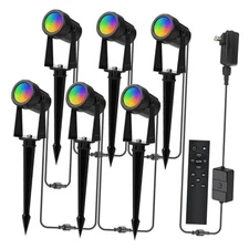  RGBW Color Changing Outdoor Landscape Lighting Low Voltage 6 Pack Multicolor