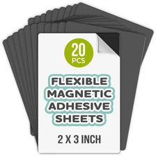 Sheet Magnets with Adhesive Backing for 2x3 Inches Pictures - 20 Units of Mag...