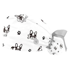 FFLOWER 2 Pcs Women  s Working Caps with Button Cute French Bulldog Long Ha