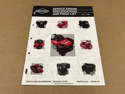#ad Vintage Briggs amp; Stratton Service Engine Specifications amp; Price List July 11989 $8.46