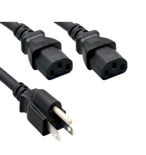 6 Ft AC Power Cord Y Splitter Cable 18 AWG 300V 13A UL