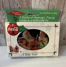 Coca-Cola Christmas Santa Nostalgia Playing Cards W/Tin Limited Edition New