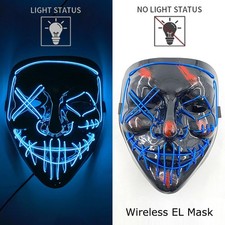 LED Light Up Skull Mask Halloween Horror Full Face Glow Cosplay Party Costume