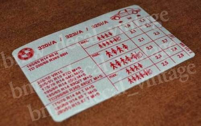 #ad Tire Pressure Label Sticker Decal For Bmw Bmw E30 320i 323i 325i $14.99