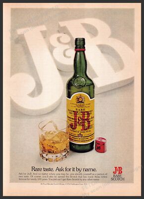 J&B Scotch 1970s Print Advertisement 1976 ''Rare taste. Ask for by name.''