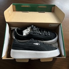 PUMA Sneakers Suede Platform Women's Size 6  Solid Black Lace up NEW With Box