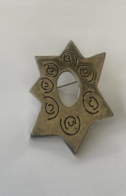 DURI Celestial Pewter Brooch art Star 7 sided 80's