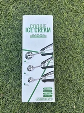3 Pc Set Stainless Cookie Scoop Ice Cream Scoop Non Slip Grip Trigger Release