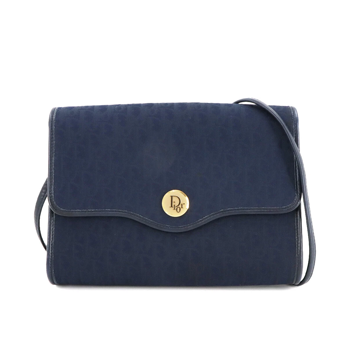 Christian Dior sac à bandoulière trotteur toile cuir marine sac à main 90277066