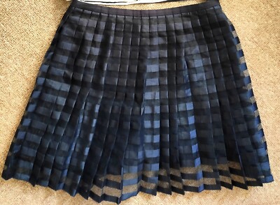 Oodji Chiffon Pleated Short dark blue Skirt Size 40( UK 10/12) NEW