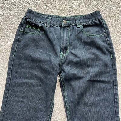 Kayden K Skinny Size 34 x 32 Dark Stretch Jeans Black Green