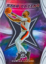 Damian Lillard 2020-21 Optic Basketball Raining 3s Insert Chrome Card #7 Blazers