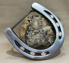 Western Style Cowboy-Cowgirl Rodeo 2” Belt Buckle Steel Horseshoe, Copper Nails